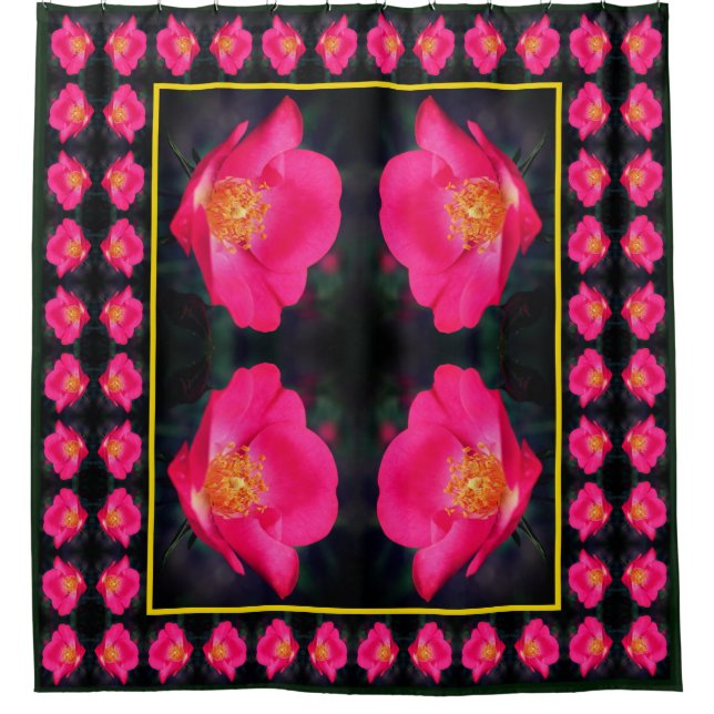 Vivid Pink Rose Petals Abstract Floral Pattern  Shower Curtain (Front)