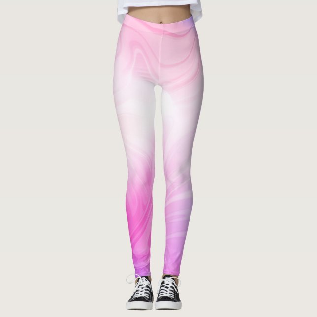 Vivid Pink Swirl: Women's Fitness Leggings (Front)