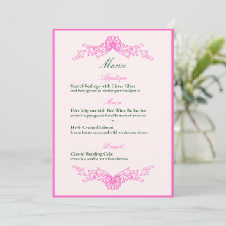 Vivid Pink Y2K Anime Gothic Cat Wedding Menu Invitation