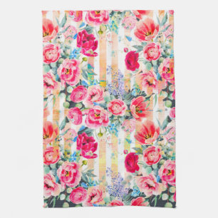 Vivid Pinks Floral Pattern Kitchen Towel