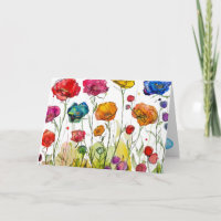 Vivid Poppy Panorama Mother's Day Card