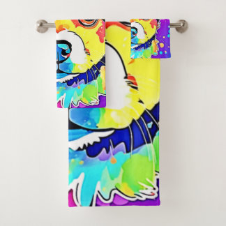 Vivid Puppy Vibes Art Design Bath Towel Set