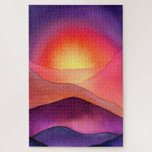 Vivid Purple And Orange Sunset Jigsaw Puzzle