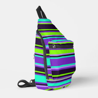 Vivid Purple, Aqua, & Chartreuse Striped Sew Bag