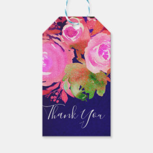 Vivid Purple Modern Spring Floral Bouquet Wedding Gift Tags