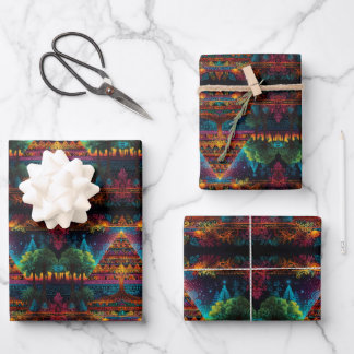 Vivid Pyramid & Tree of Life – Mystical Fusion Wra Wrapping Paper Sheet