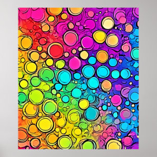 Vivid Rainbow Bubble Abstraction Poster