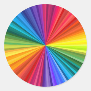 Vivid rainbow coloured swirl twisting towards classic round sticker