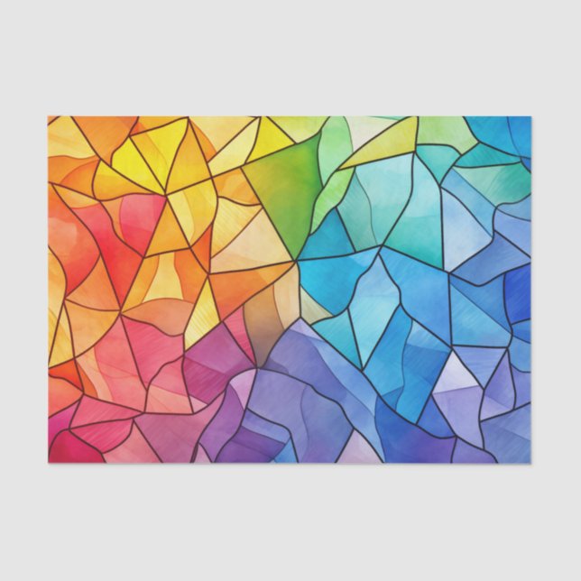 Vivid Rainbow Colours Stained Glass Effect Tissue Paper (Front)