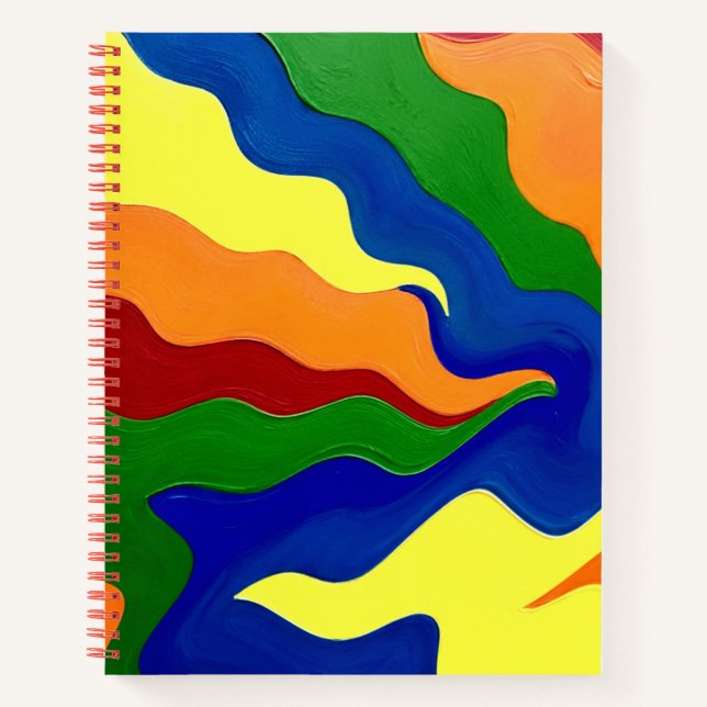 Vivid Rainbow Energy – Bold Abstract Print" Notebook (Front)