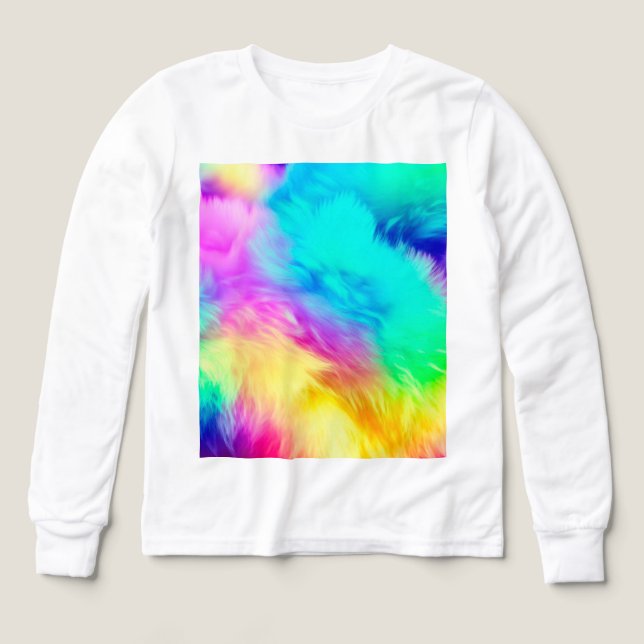 Vivid Rainbow Fluffy Fur Texture Background Design (Design Front)