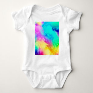 Vivid Rainbow Fluffy Fur Texture Background Design Baby Bodysuit