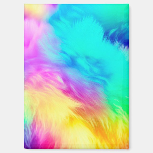 Vivid Rainbow Fluffy Fur Texture Background Design Magnet (Front)