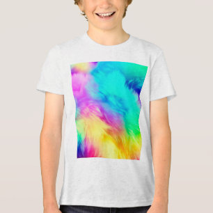 Vivid Rainbow Fluffy Fur Texture Background Design Tri-Blend Shirt