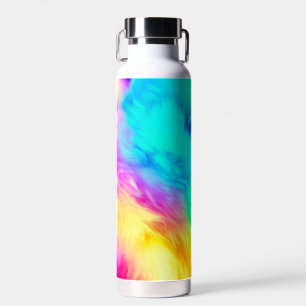 Vivid Rainbow Fluffy Fur Texture Background Design Water Bottle