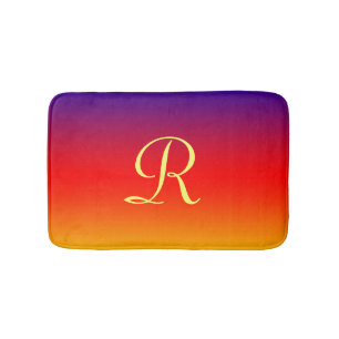 Vivid Rainbow Monogrammed Plush Bath Mat