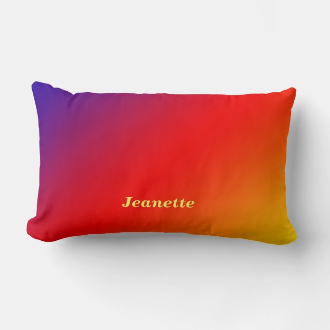 Vivid Rainbow Personalised Name Lumbar Cushion (Front)
