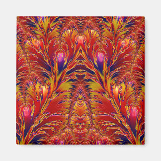 Vivid Red Blue Yellow Fractal Pattern ~ Magnet