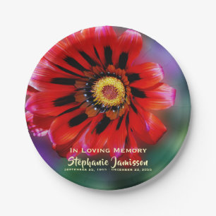 Vivid Red Flower Gazania Celebration of Life Paper Plate