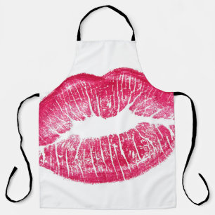 Vivid Red Lips Isolated Illustration Apron