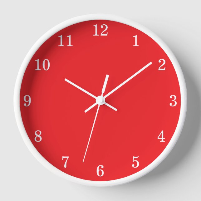Vivid Red Minimalist Wall Clock (Front)
