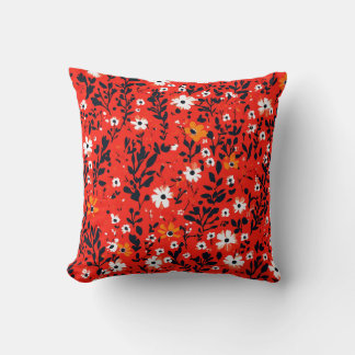 Vivid Red Pillow with Contrasting Black and White