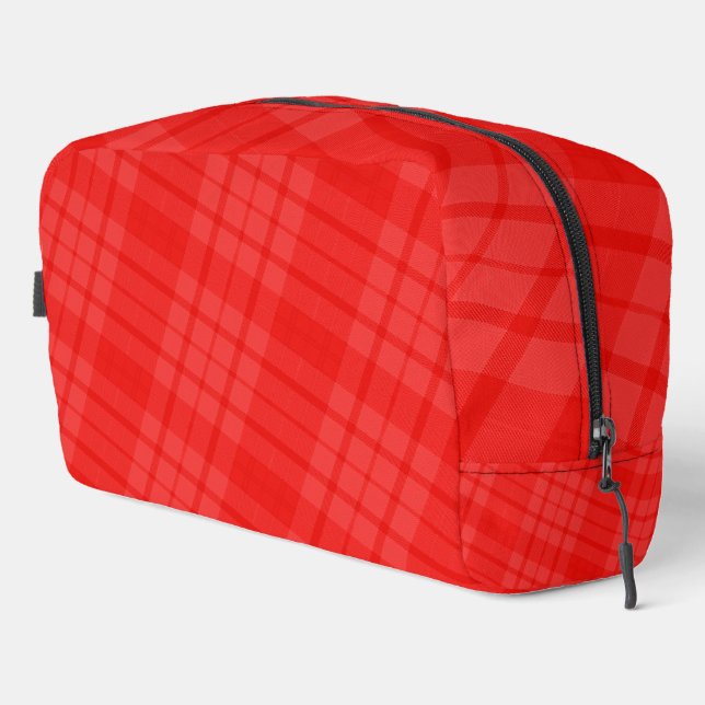 Vivid Red Plaid Dopp Kit (Right Corner)