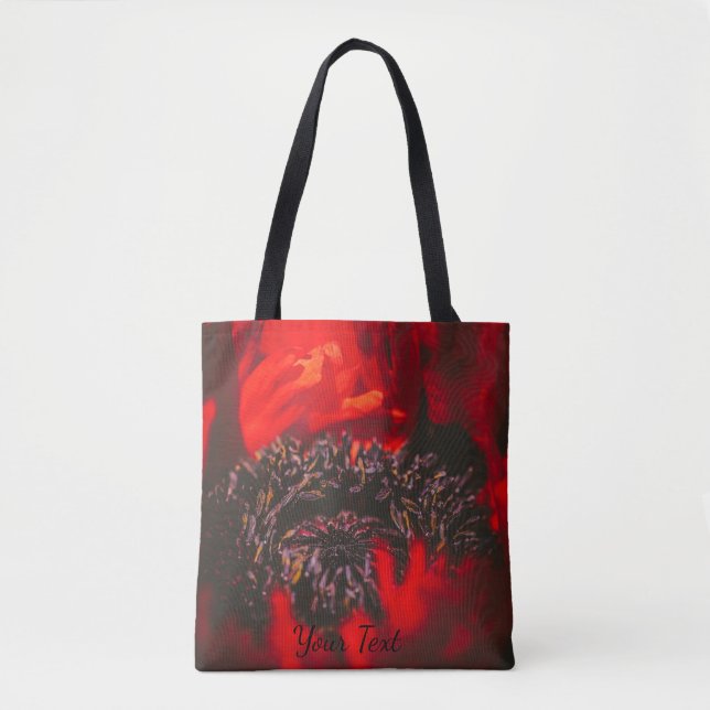 Vivid Red Poppy Stamen Tote Bag (Front)