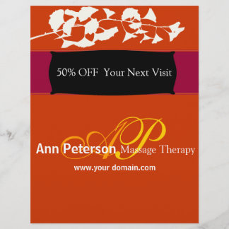 Vivid Red Pretty Gingko Bold Monogram Flyer