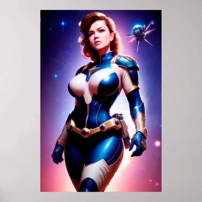 Vivid Retro 50's Female Sci Fi Space Ranger Poster (Front)