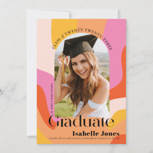 Vivid Retro Colour Arch Photo Graduation Invitation