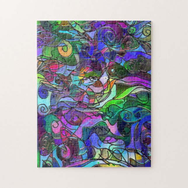 Vivid, Rich Colours: Like Stained Glass Jigsaw Puzzle (Vertical)