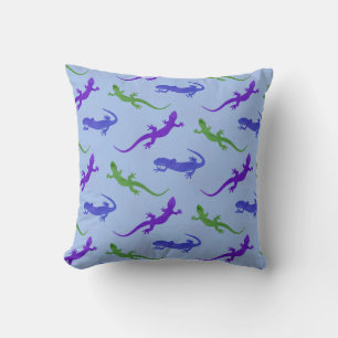 Vivid Salamander Silhouette in Blue Cushion