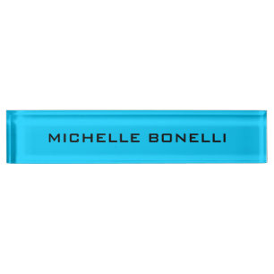 Vivid Sky Blue Minimalist Plain Legible Modern Nameplate