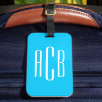 Vivid Sky Blue Vertical Three Letter Monogram