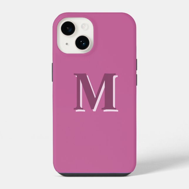 vivid solid pink monogram  iPhone case (Back)