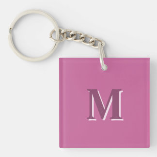 vivid solid pink monogram key ring