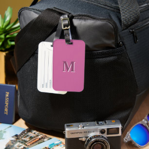 vivid solid pink monogram  luggage tag