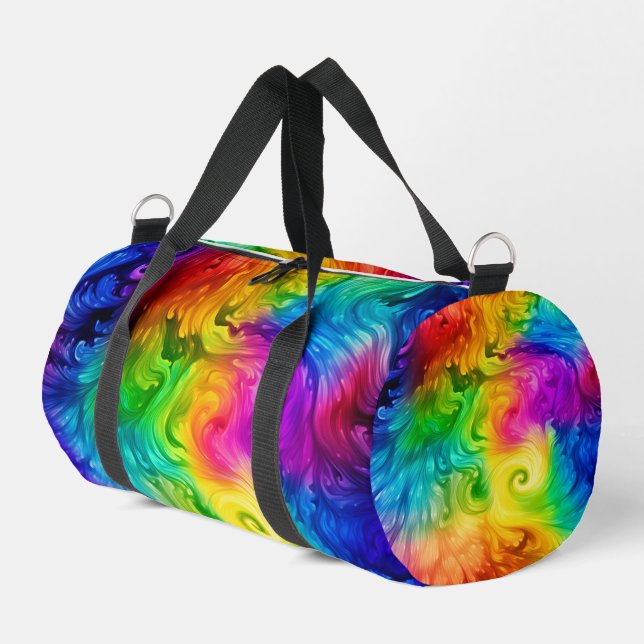 Vivid Spectrum Swirl Travel Carrier Duffle Bag (Left Corner)