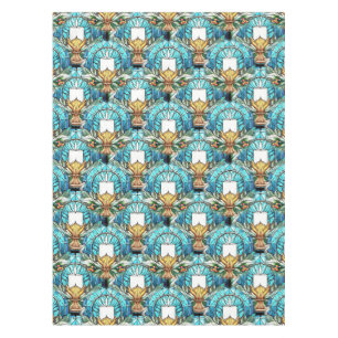 Vivid Stained Glass Holly And Candle Pattern Tablecloth