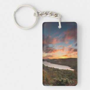 Vivid Sunrise Over Lake Of The Clouds In Autumn Key Ring