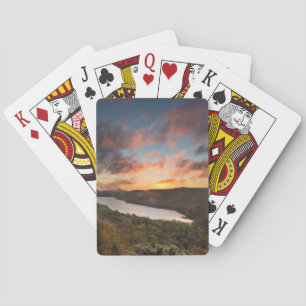 Vivid Sunrise Over Lake Of The Clouds In Autumn Playing Cards