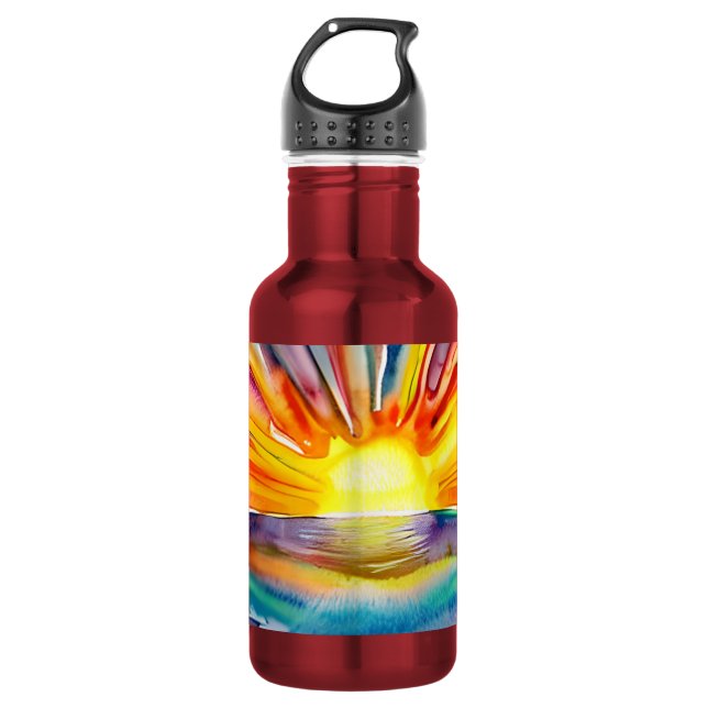 Vivid Sunset Illustration Water Reflection 532 Ml Water Bottle (Front)