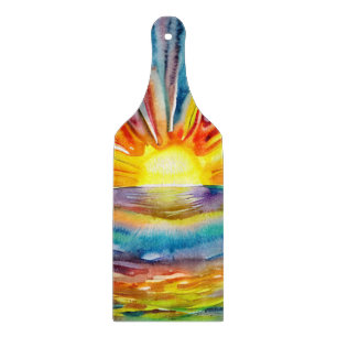 Vivid Sunset over the Water Reflection Cutting Board