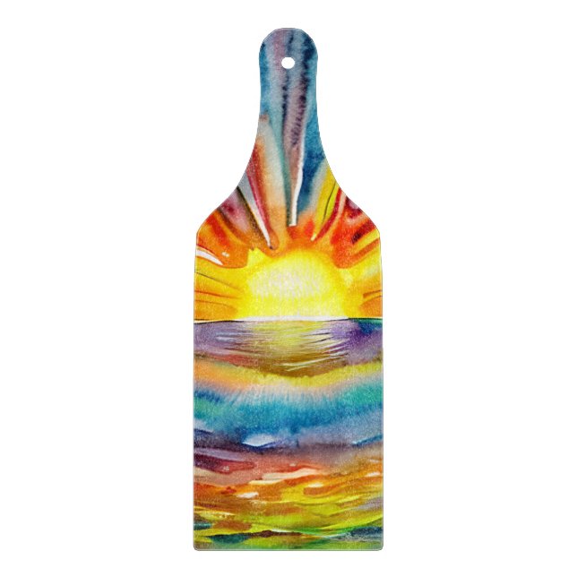 Vivid Sunset over the Water Reflection  Cutting Board (Front)