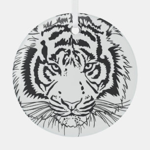Vivid tiger: majestic wildlife illustration. glass tree decoration