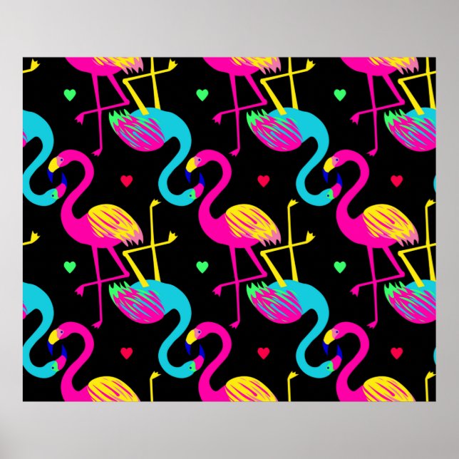 Vivid tropical, exotic hawaiian seamless pattern w poster (Front)