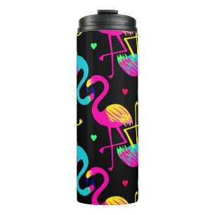 Vivid tropical, exotic hawaiian seamless pattern w thermal tumbler