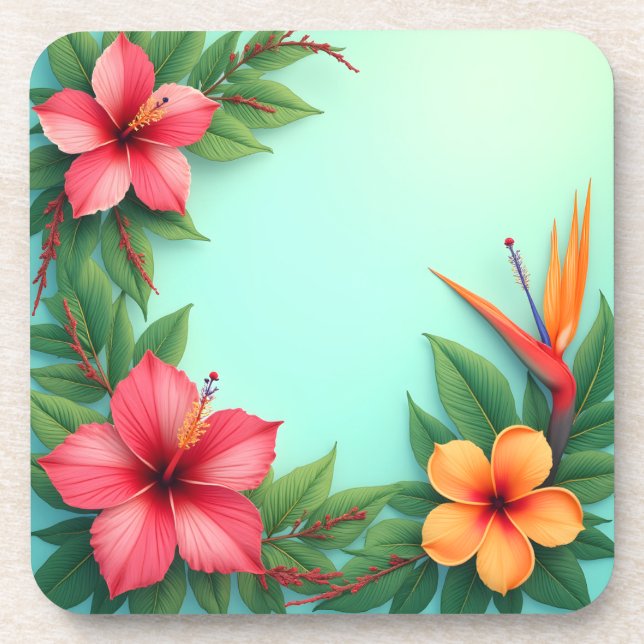 Vivid Tropical Floral Delight   Coaster (Front)
