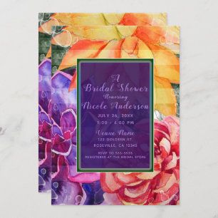 Vivid Vibrant Colourful Succulent Bridal Shower Invitation